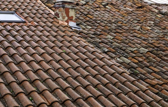 Ceramic tiles clay roof, construction and architecture