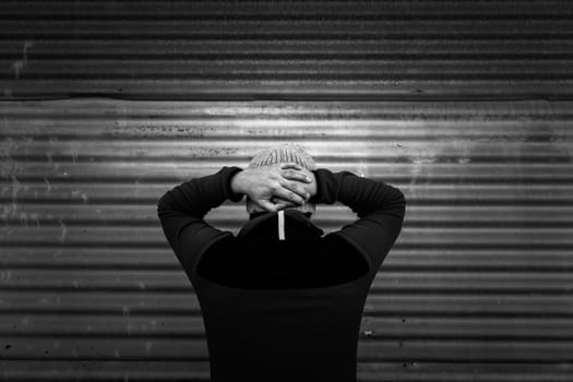 Criminal man on the street in wall , lifestyle