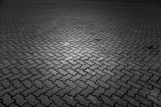 Tiled floor in urban street, construction and architecture