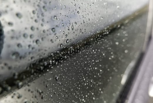Water drops on metal surface, rain and nature
