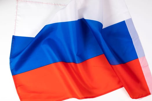 Waving colorful national flag of russia. Russian-Ukrainian conflict concept