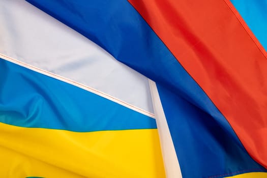 Flags of Russia and Ukraine. Russian-Ukrainian war