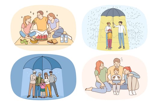 Set of happy family
