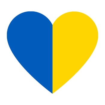 Ukraine flag in the shape of a heart. Peace love heart icon. Love Ukraine flag symbol illustration. Ukraine flag. Official state symbol of country. Official RGB colors.