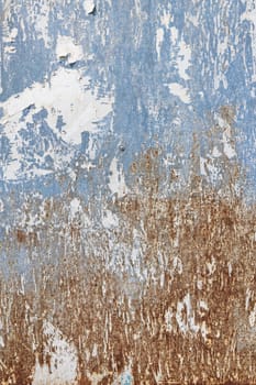 Rusty metal panel texture background. Metal surface with detailed traces of corrosion, rust and scratches.
