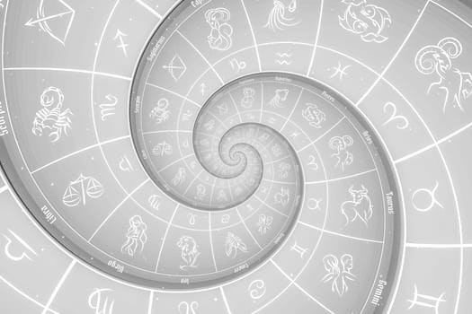 Zodiac Signs Horoscope background. Concept for fantasy and mystery - white