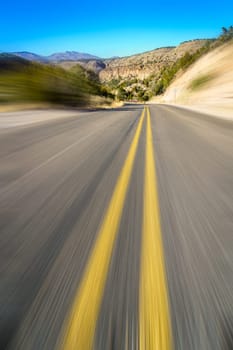 Road through the Frijoles Canyon in Bandelier National Monument, New Mexico