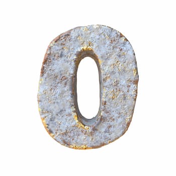 Stone with golden metal particles Number 0 ZERO 3D rendering illustration isolated on white background