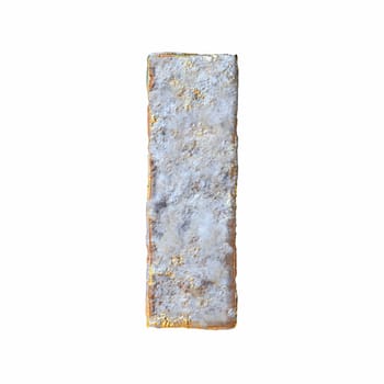 Stone with golden metal particles Letter I 3D rendering illustration isolated on white background