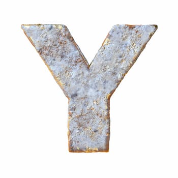 Stone with golden metal particles Letter Y 3D rendering illustration isolated on white background