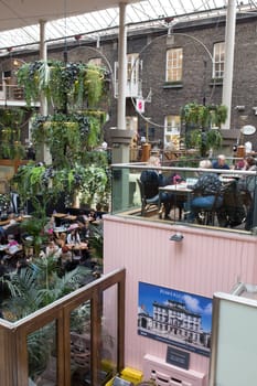 Dublin, Ireland - Feb 7th, 2020: Coffee shops at Powerscourt Shopping Centre stairs. Dublin, Ireland