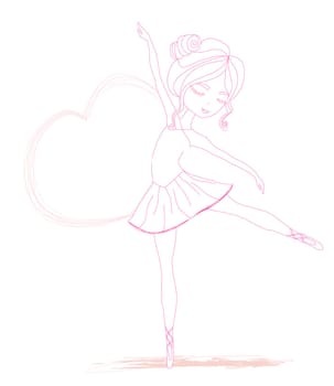 Beautiful ballerina, graphic doodle illustration