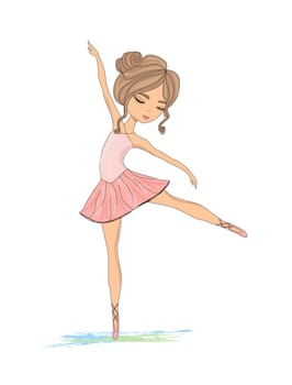 Beautiful ballerina, graphic doodle illustration
