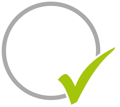 Empty grey circle with green check mark