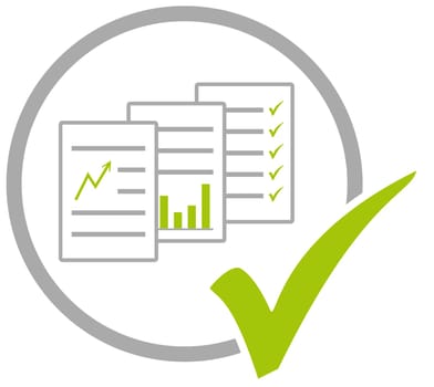 Grey circle icon with green tick showing Business Papers