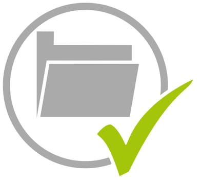 Grey circle icon with green tick showing Folder
