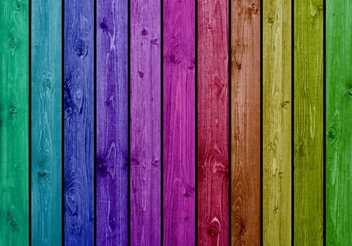 Colorful wooden boards with rainbow colors