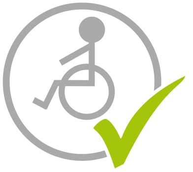 Grey circle icon with green tick showing Wheelchair