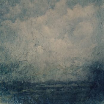 Grunge texture wuth sky and sea on canvas