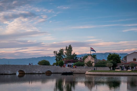 Historic Nin town, bridge and gate, Dalmatia, Croatia