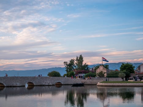 Historic Nin town, bridge and gate, Dalmatia, Croatia