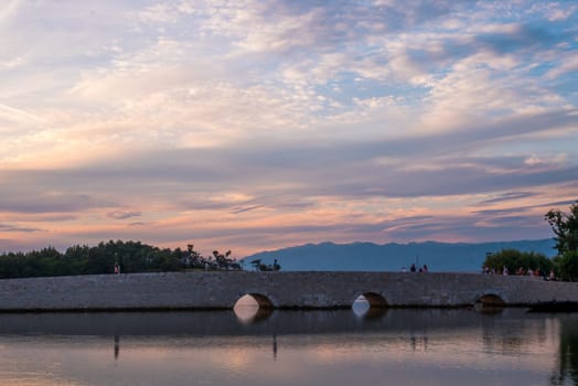 Historic Nin town, bridge and gate, Dalmatia, Croatia
