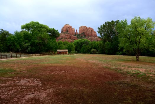 Old farm house at cathedral rock sedona arizona