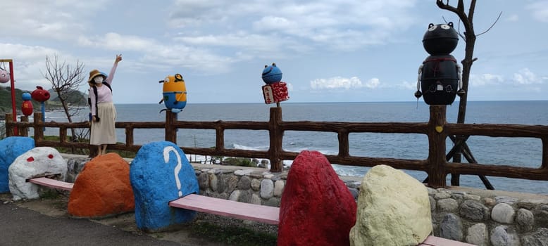 Prosperity Sky Walk, Hualien - March, 2022: Hualien's sea view is super beautiful! Hualien, Taiwan