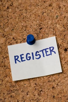 Sticker reminder for registration concept.
