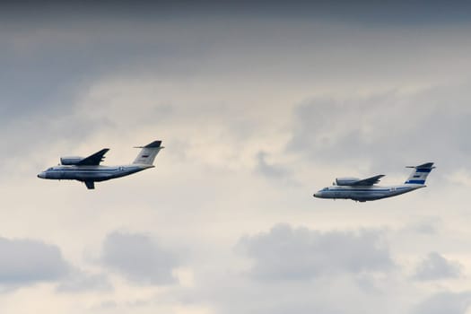 military transport aircraft AN 72 of the Russian Air Force in flight
