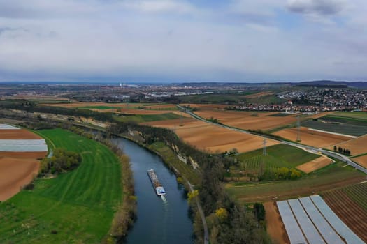 Aerial view of Heilbronn in cloudy weather