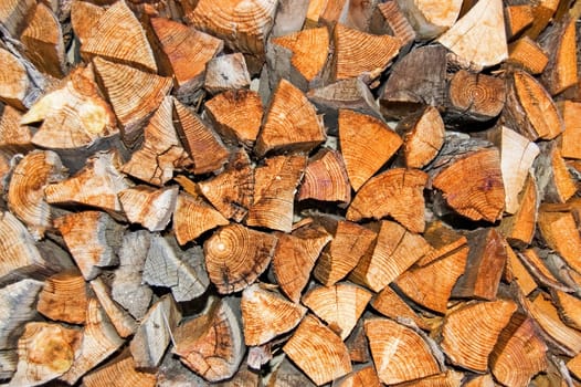 Stack of logs in yard