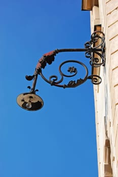 Street lamp on side of the building