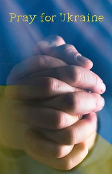 Pray for Ukraine concept background. National Ukrainian flag. Concept symbol of help support and no war in the country of Ukraine.