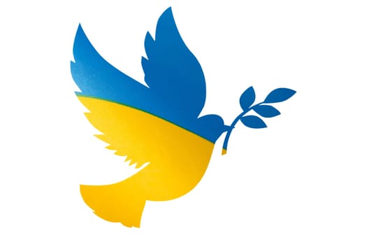 Calling for peace in Ukraine. Dove with Ukraine flag as a symbol of peace.