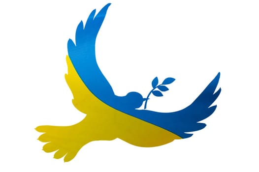 Calling for peace in Ukraine. Dove with Ukraine flag as a symbol of peace.