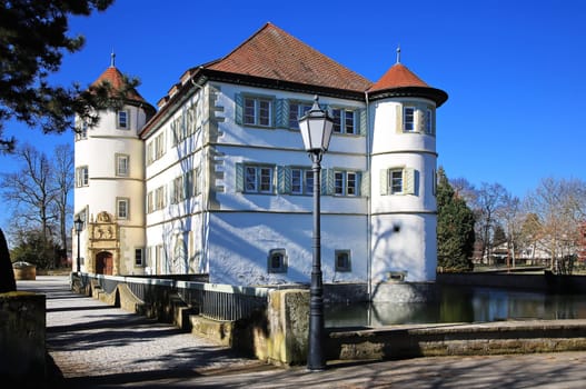 The moated castle is a sight of the city of Bad Rappenau