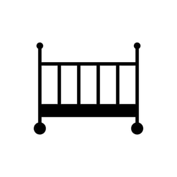 Classic wooden baby crib vector glyph icon. Graph symbol for children and newborn babies web site and apps design, logo, app, UI
