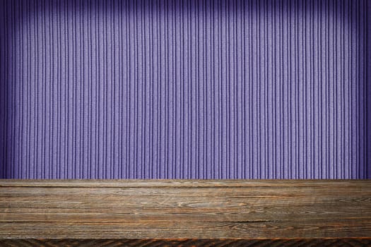 The background is blank wooden boards and a textured striped wall with gradient lighting and vignetting. For product demonstrations, free space, layout, mockup, perspective board, background board.