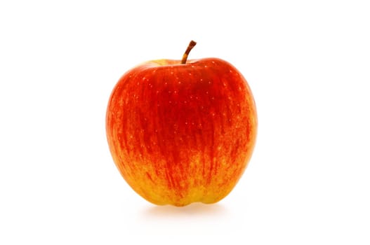 Single fresh red apple. Isolated on white background. Close-up.