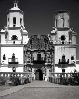 Spanish mission San Xavier del Bac started in 1692 by Spanish missionaries in the Americas