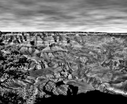 Infrared Black and white late afternoon in the Grand Canyon Arizona
