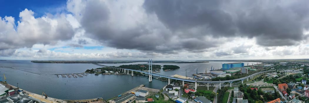 Aerial panorama over the Baltic Sea near Stralsund
