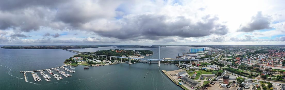 Aerial panorama over the Baltic Sea near Stralsund