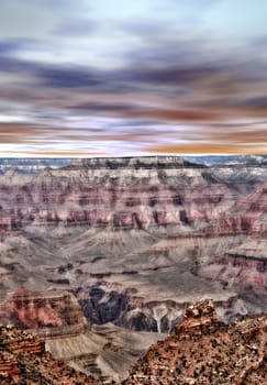 Late afternoon in the Grand Canyon Arizona with brilliant sky