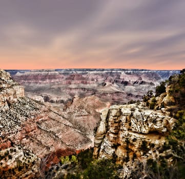 Late afternoon in the Grand Canyon Arizona with brilliant skies