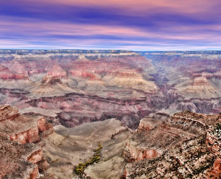 Late afternoon in the Grand Canyon Arizona with brilliant sky