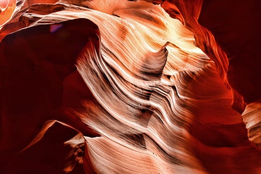 Sunlight coming into Antelope Canyon on the Navajo Indian reservation in Northern Arizona