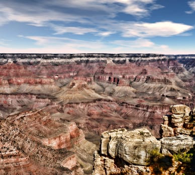 Late afternoon in the Grand Canyon Arizona with blue skies