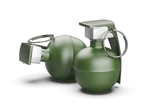 Two hand grenades on white background